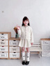 皮爾卡丹（pierre cardin）女大童小香風套裝裙子2025新款秋冬裝女孩時髦洋氣外套裙子兩件套 杏色 160 cm 曬單實拍圖