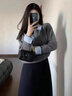 AEMAPE假兩件拼接毛衣半身裙兩件套裝女遮肉顯瘦時(shí)尚一整套入秋穿搭 灰色上衣【今年流行漂亮毛衣/秋 M 【建議80-100斤】 曬單實(shí)拍圖