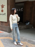 NINE WEST玖熙平底德訓(xùn)鞋女2025新款小白鞋運(yùn)動(dòng)休閑鞋真皮阿甘鞋圓頭軟底 米白/銀 37 曬單實(shí)拍圖