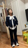 英氏（YEEHOO）女童套裝兒童外套喇叭褲子兩件套中大童裝學(xué)院休閑秋裝 深藍(lán) 140 曬單實(shí)拍圖