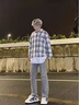 迪伽達美式復古黃泥牛仔褲微喇加絨牛仔褲男秋冬炸街秋季褲子男休閑直筒 DFFS-742灰色 M【建議95斤-110斤】 曬單實(shí)拍圖