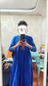 牧獸楊麗萍春夏款女裝原創(chuàng)復(fù)古民族風(fēng)長袖棉麻連衣裙長裙 藍(lán)色長袖 XL 曬單實拍圖