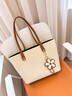 ANYSMIC輕奢侈品牌包包女包高檔單肩托特包女士2025新款大容量女包送女友 米白配棕 大包 曬單實(shí)拍圖