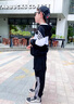 小咕嘟熊童裝男春秋裝兒童套裝三件套衛衣外套運動(dòng)男孩休閑衣服男童套裝 黑白兩件套 110 曬單實(shí)拍圖