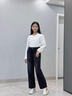 歐麥璐女童牛仔褲春秋新款2025褲子兒童中大童寬松直筒一體絨闊腿褲秋冬 不加絨黑色 150 碼(建議身高135-145厘米) 曬單實(shí)拍圖