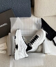 香奈兒Chanel25C新款女鞋黑白熊貓拼色雙C帆布系帶休閑運動(dòng)鞋 白色 35 曬單實(shí)拍圖