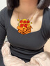 蕉內(nèi)（Bananain）熱皮501++打底衫女士莫代爾裸感保暖內(nèi)衣帶胸墊7A抗菌可外穿內(nèi)搭 【桃心領(lǐng)】黑色 M 曬單實(shí)拍圖