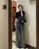 嫻柔 莫代爾高領中袖T恤女新款緊身五分袖早秋打底衫百搭內搭上衣 黑色【中袖 高領】 L 曬單實拍圖