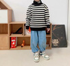 G.DUCKKIDS小黃鴨2025冬季兒童高領(lǐng)一體絨毛衣男童寶寶條紋針織衫小童加厚線 黑白條紋加絨 100 cm 身高95/105CM 曬單實(shí)拍圖