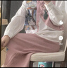 兩三事森系套裝女兩件套2025春季新款印花設(shè)計(jì)感襯衫半裙落櫻畫廊 粉色 S 曬單實(shí)拍圖
