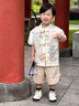 G.DUCKKIDS小黃鴨男童套裝夏季新款兒童新中式漢服中小童唐裝男孩國風兩件套 米色 110 尺碼4~5歲【100-110cm】 曬單實拍圖