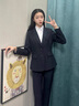 櫻芭妮西裝外套女春秋新款職業(yè)套裝酒店經(jīng)理工作服大學(xué)生面試服工裝正裝 黑色西裝 L （100-109斤 ） 曬單實(shí)拍圖