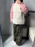 冬季保暖棉服美式休閑棉衣多巴胺面包服寬松百搭插肩袖加厚棉襖 粉拼杏色 88018 2XL (180-200斤） 曬單實拍圖