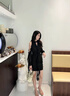 LPOX裙子露肩小眾掛脖連衣裙女初夏修身顯瘦氣質(zhì)法式辣妹欲風(fēng)裙子女 黑色 [收藏關(guān)注優(yōu)先發(fā)貨](méi) S 建議70-90斤 曬單實(shí)拍圖