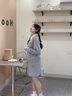 獨束大碼女裝鉤花娃娃領(lǐng)衛(wèi)衣半裙套裝2025春裝休閑半身裙時尚套裝 鴿子灰-上衣 M (尺碼：1) 曬單實拍圖