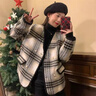 DGOV早春小香風(fēng)復古格子外套女秋季款2025新款洋氣小個(gè)子短款毛呢上衣 黑色 S 【75-90斤】 曬單實(shí)拍圖