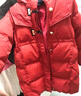 ASK JUNIOR【90白鴨絨】女童羽絨服冬季紅色兒童連帽中長(cháng)款新年裝學(xué)院風(fēng)外套 酒紅色 140 克重127g 曬單實(shí)拍圖