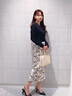 Laurèl25春新款國風(fēng)白描長款鉛筆裙女LWD361Q00900 黑花卉 S 160/66A 曬單實拍圖