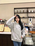 LDBE灰色刺繡連帽衛衣女春季2025新款加絨小個(gè)子韓系慵懶風(fēng)寬松上衣潮 灰色【春秋薄款】 M 曬單實(shí)拍圖