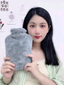 伊麥卡熱水袋注水加厚防爆暖水袋PVC暖手寶學(xué)生情侶宿舍痛經(jīng)暖腰暖腹袋 灰色-1000ml 加厚仿兔毛柔軟舒適 曬單實(shí)拍圖