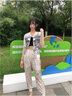 BVX新款T恤女夏新款韓版百搭時(shí)尚洋氣夏季女裝氣質(zhì)短袖休閑運(yùn)動(dòng)套裝 杏色 L 曬單實(shí)拍圖