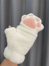 奇沛兒貓爪手套女冬天可愛(ài)翻蓋毛絨加厚韓版學(xué)生半指毛茸茸露指保暖加絨 白色 均碼 曬單實(shí)拍圖