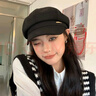 鉑吶苓貝雷帽 女秋冬 八角帽毛呢帽子 百搭黑色顯臉小復(fù)古鴨舌報(bào)童帽 金屬標(biāo)貝雷帽【黑色】 曬單實(shí)拍圖