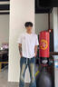 啄木鳥純棉重磅短袖T恤男夏季美式潮流玫瑰印花寬松圓領(lǐng)五分袖上衣 白色 XL 曬單實(shí)拍圖