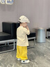 幼歌（YOUGE）嬰幼海洋動(dòng)物條紋撞色短袖元?dú)鈱捤缮弦?黃白條紋 90 cm 曬單實(shí)拍圖