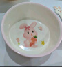 五和（WUHE）粉萌兔兒童餐具女孩新款嬰兒輔食碗寶寶碗分格餐盤卡通可愛水杯 單柄碗+勺子 曬單實拍圖