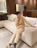 從心【三層保暖】夾棉睡衣女冬季加厚加絨珊瑚絨家居服女士睡衣秋冬女 B 3328-女 M 女 [高150-160重80-100斤] 曬單實(shí)拍圖