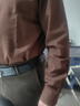 比音勒芬【石墨烯香氛】秋季款男士休閑親膚抗皺刺繡長(cháng)袖襯衫商務(wù)通勤襯衣 30紅咖 XL 曬單實(shí)拍圖