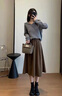 唐謎咖色傘裙百搭半身裙女秋冬2025新款高腰赫本風(fēng)中長(zhǎng)裙西裝裙a字裙 咖色【呢料】 厚款 M (27) 推薦95-105斤 曬單實(shí)拍圖