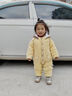 顆粒熊（KELIXIONG）嬰兒連體衣秋冬季夾棉顆粒熊長(cháng)袖加厚單排扣冬季連帽哈衣嬰兒衣服 姜黃帶帽可拆卸（260克） 100cm 曬單實(shí)拍圖