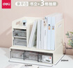 得力桌面多功能組合書立架書本收納架書桌置物架簡(jiǎn)約抽屜式辦公小書架書分區(qū)學(xué)生寢室擋板書夾學(xué)習(xí)整理神器 【白璧無瑕】象牙白 書立+三格抽屜 曬單實(shí)拍圖