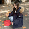 amber heey短款羽絨服女冬季小個(gè)子2025白鴨絨工裝新款派克服高端毛領(lǐng)外套 藏青色 M 建議110-135斤 曬單實(shí)拍圖