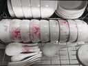 華光國瓷 碗盤(pán)餐具套裝 抗菌骨瓷餐具碗碟套裝 喬遷結婚送禮 花好月圓 【適用10人】抗菌禮盒裝 56頭 曬單實(shí)拍圖