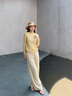 玖姿·安娜蔻慵懶松弛感垂感山本褲寬松直筒褲拖地褲女2025夏季新款 米黃 S 曬單實拍圖