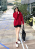 卓詩尼櫻桃家族厚底板鞋女2025年秋季新款學(xué)院風(fēng)百搭運動休閑女鞋小白鞋 米/紅 37 曬單實拍圖