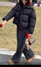 GARNUO黑色短款羽絨服女小個(gè)子2025新款冬季90白鴨絨立領(lǐng)加厚面包服外套 黑色 XL 【126-150斤】 曬單實(shí)拍圖