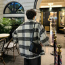 7家優(yōu)品 小香風(fēng)外套男士春季新款美式痞帥呢子夾克寬松百搭情侶外套男 FTC-K99黑白 L 曬單實(shí)拍圖