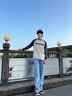啄木鳥牛仔褲男2025夏季新款寬松百搭直筒闊腿褲男秋季青少年休閑褲男褲 淺藍(lán) 3XL 建議160-180斤 曬單實(shí)拍圖