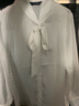 顏域（YANYEE）女裝蝴蝶結系帶長(cháng)袖襯衫女秋裝2024新款OL職業(yè)通勤緞面襯衣 白色 L 曬單實(shí)拍圖