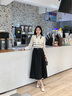 香影假兩件馬甲襯衫疊穿拼接針織衫女長(cháng)袖2025秋裝新款飄帶領(lǐng)上衣 米色 S 曬單實(shí)拍圖