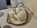 川島屋浮雕雛菊陶瓷泡茶壺暖房喬遷新婚禮物家用杯具套裝茶具禮盒 【禮盒裝】1300ml一壺兩杯 曬單實拍圖