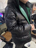 羅蒙（ROMON）加厚保暖羽絨服男亮面免洗冬季新款時尚防寒連帽短款面包服外套男 黑色 L 建議120-140斤 曬單實拍圖