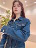 lagogo【蘭花系列】復古通勤牛仔外套女拉谷谷2025春新款寬松上衣 深牛仔藍 L 曬單實拍圖
