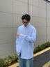 TOMMY JEANS【棉麻混紡】25新款春夏男裝純色休閑中性簡約襯衫外套20875 淡藍(lán)色C3Q L 曬單實(shí)拍圖