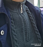 花花公子（PLAYBOY）中年男士100%羊毛衫冬季半高領(lǐng)拉鏈雙股加厚針織扭花毛衣羊毛絨衫 深灰【保暖】 加厚 2XL 180/96A 建議150-165斤 曬單實(shí)拍圖