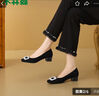 木林森女鞋水鉆方扣船鞋一腳蹬休閑鞋氣質(zhì)百搭女士單鞋 黑 38  曬單實(shí)拍圖